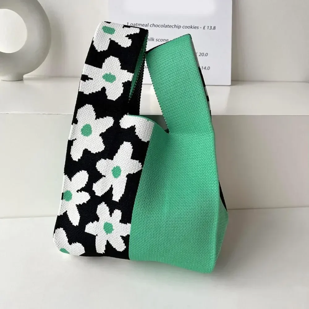 Katten Gebreide Handtas Mode Gebreide Handgemaakte Boodschappentassen Met Hoge Capaciteit Knoop Pols Tas Meisjes