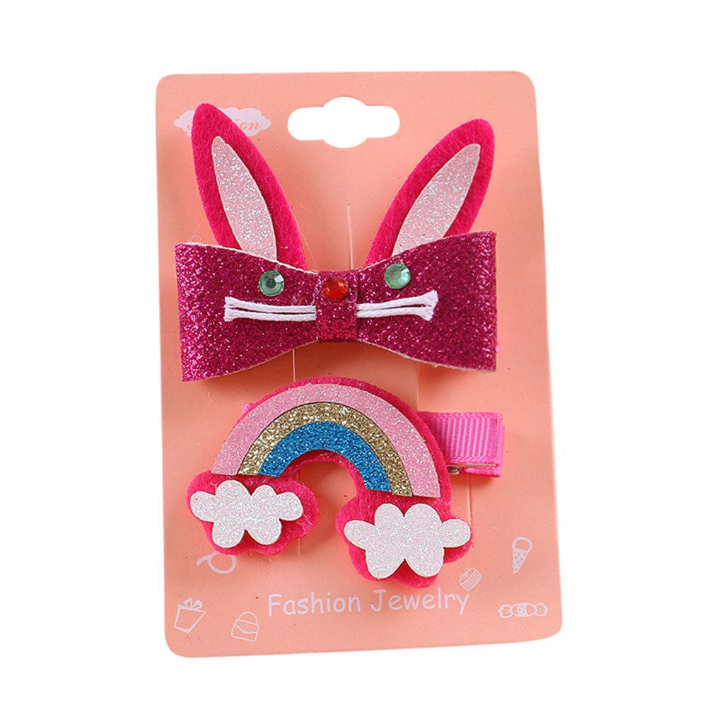 Kids Infant Baby Girls Cartoon Rainbow Hairclip Hairpin Barrettes Headwear Set: D