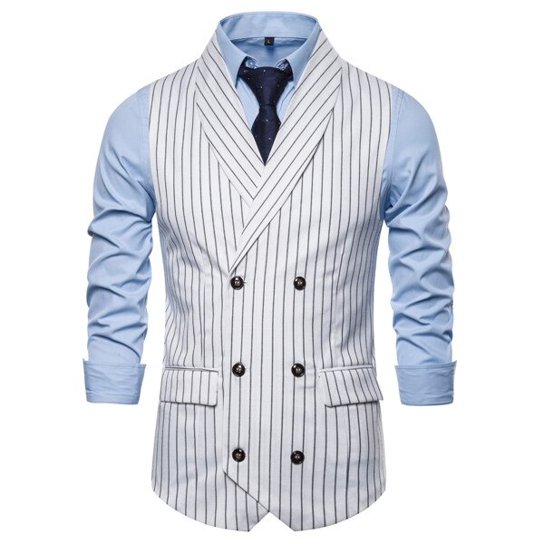 Vest i britisk stil herre slank passe kjole vester fiskebein bryllupsdress herre Vest gilet homme: Hvit / Xxxl