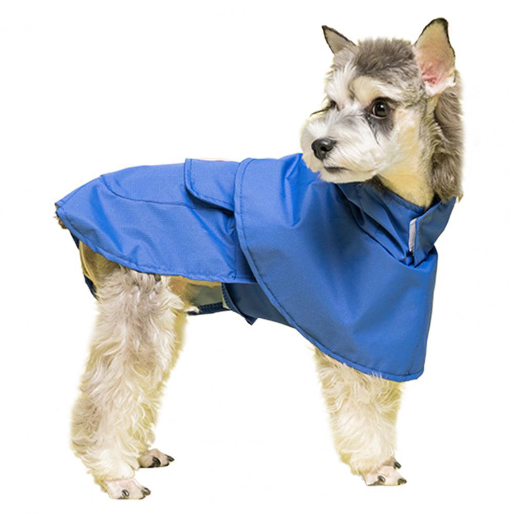Novel Dog Hooded Raincoat Flexible Easy Wear Pockets Lightweight Portable Dog Rain Coat: Blue / M