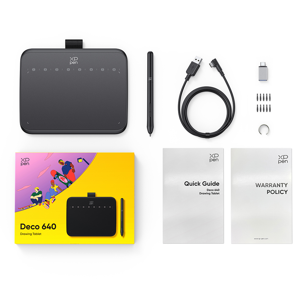 XPPen Deco 640 Graphics Tablet 16K Pressure Levels 16x9cm Drawing Area with 8 Keys 60 Tilt for OSU Game Android Windows Mac: Default Title