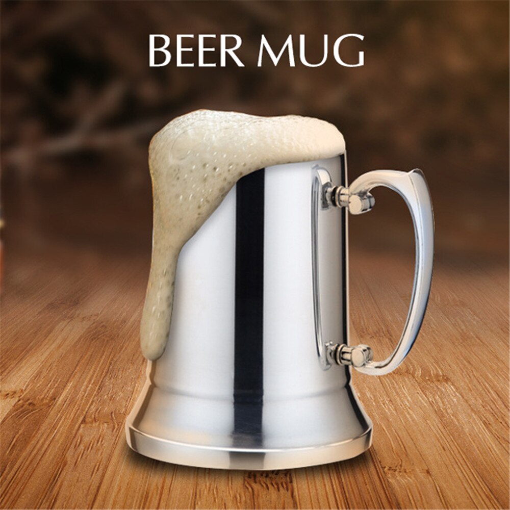Tankard Stein Double Wall Stainless Steel Beer Mug Cocktail Breakfast Milk Mugs with Handgrip Coffee Cup Bar Tools Drinkware