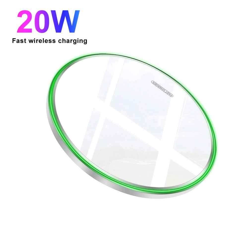 Qi langaton laturi samsung  s20 s10 s9 s8 note 20 10 iphone 12 pro max 11 8 x xs xr xiaomi  mi 10 9 30w pikalatauslevylle: 20w valkoista
