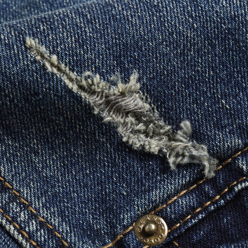 Aboorun jeansjacka herr broderi sliten slim fit jeansjacka vår höstkappa för man  x427