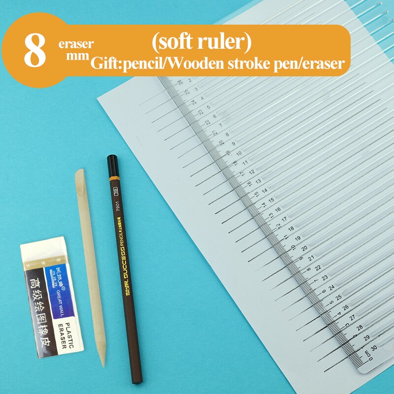 Auxiliary Tool Postgraduate Extrance Exam Straight Line Special Ruler Soft/Hard 8/9/10mm Transparent Ruler Square Ruler Supplies: Soft-Ruler-8mm