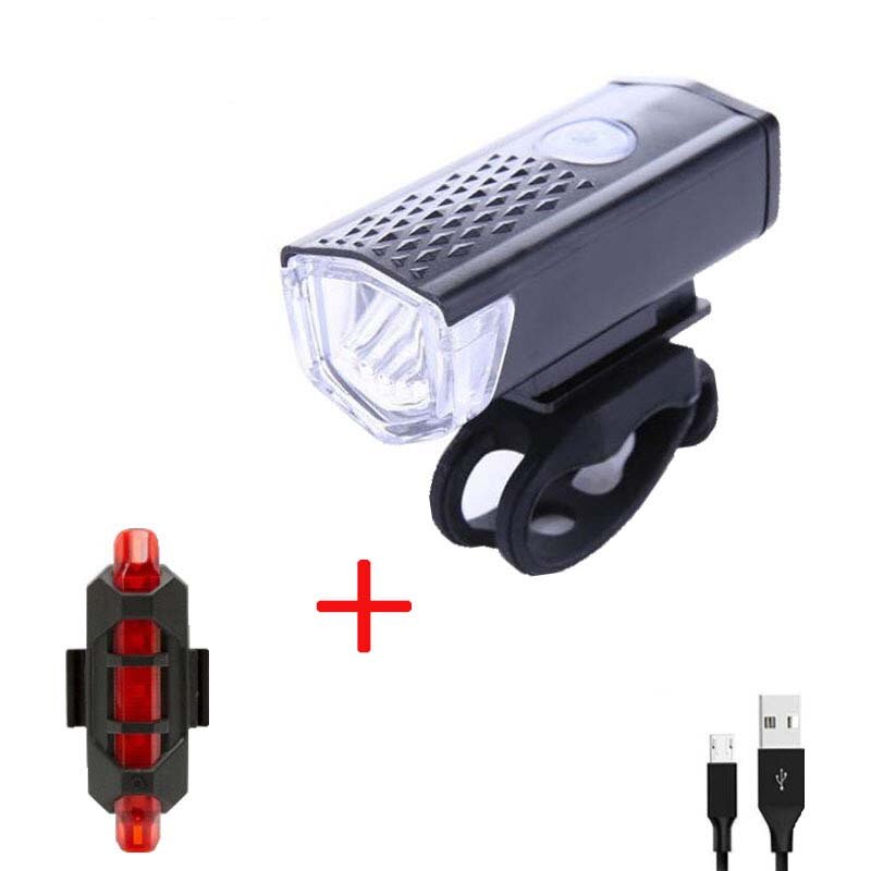Bike Lights Rechargeable USB LED Bicycle Lights Front Headlights + Rear Taillight Bicycle Flashlight Warning Lights: Type 2