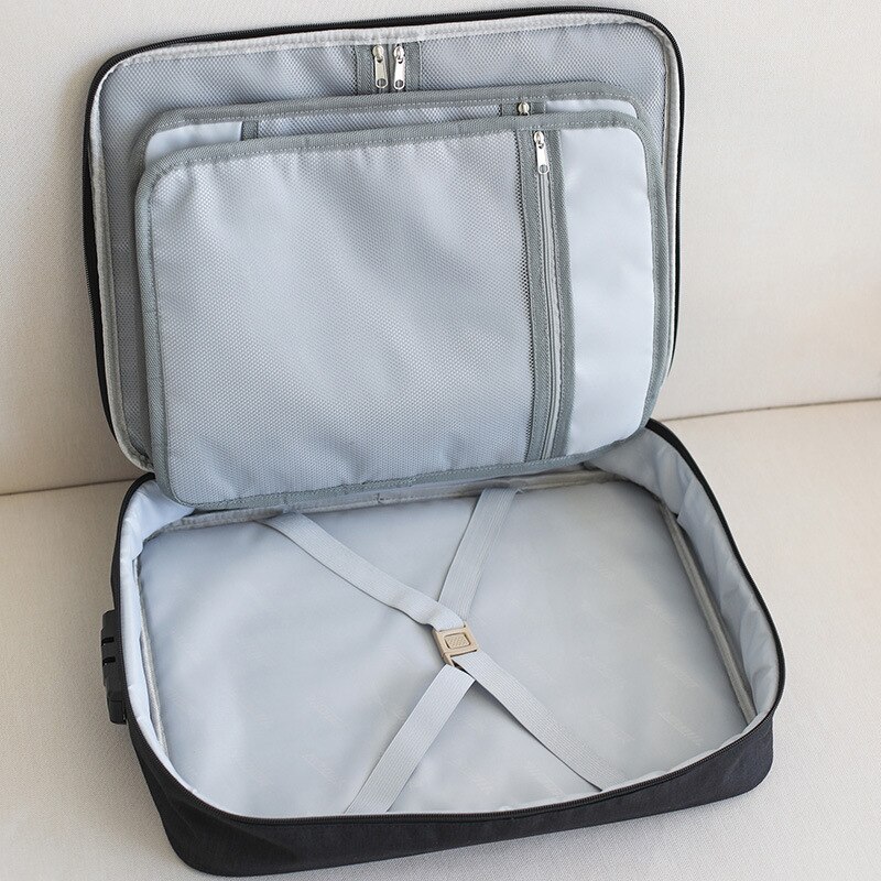 Grande capacidade saco de documentos homem viagem à prova dwaterproof água bolsa organizador do escritório arquivo pasta negócios zíper bolsa acessórios