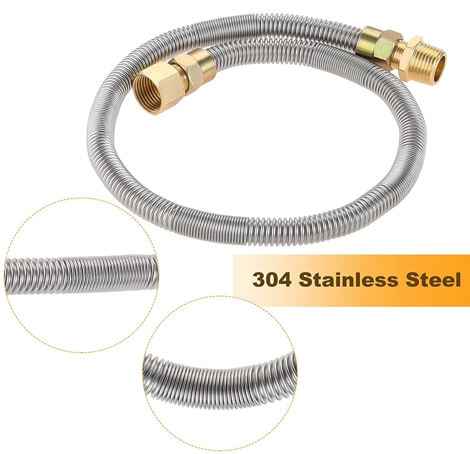 Propaan Vuurkorf Gegolfde Slang Buis Roestvrij Staal 24 "Ribbelbuis + Adapters 1/2" Npt Mannelijke/Vrouwelijke haard 3/8 "Connect