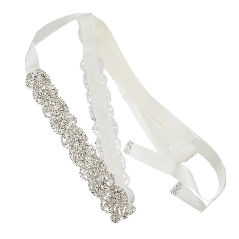 Baziiingaaa Alle-Match Satijnen Lint Bridal Riem High-End Rhinestone Hand Genaaid Gordel Trouwjurk Accessoires mode