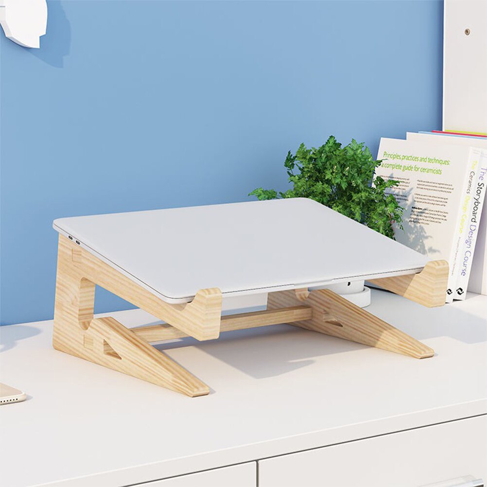 Wooden laptop stand cooling mount, universal detachable wooden holder bracket for r 12-17- inch notebooks, macbook pro, air, ipad pro