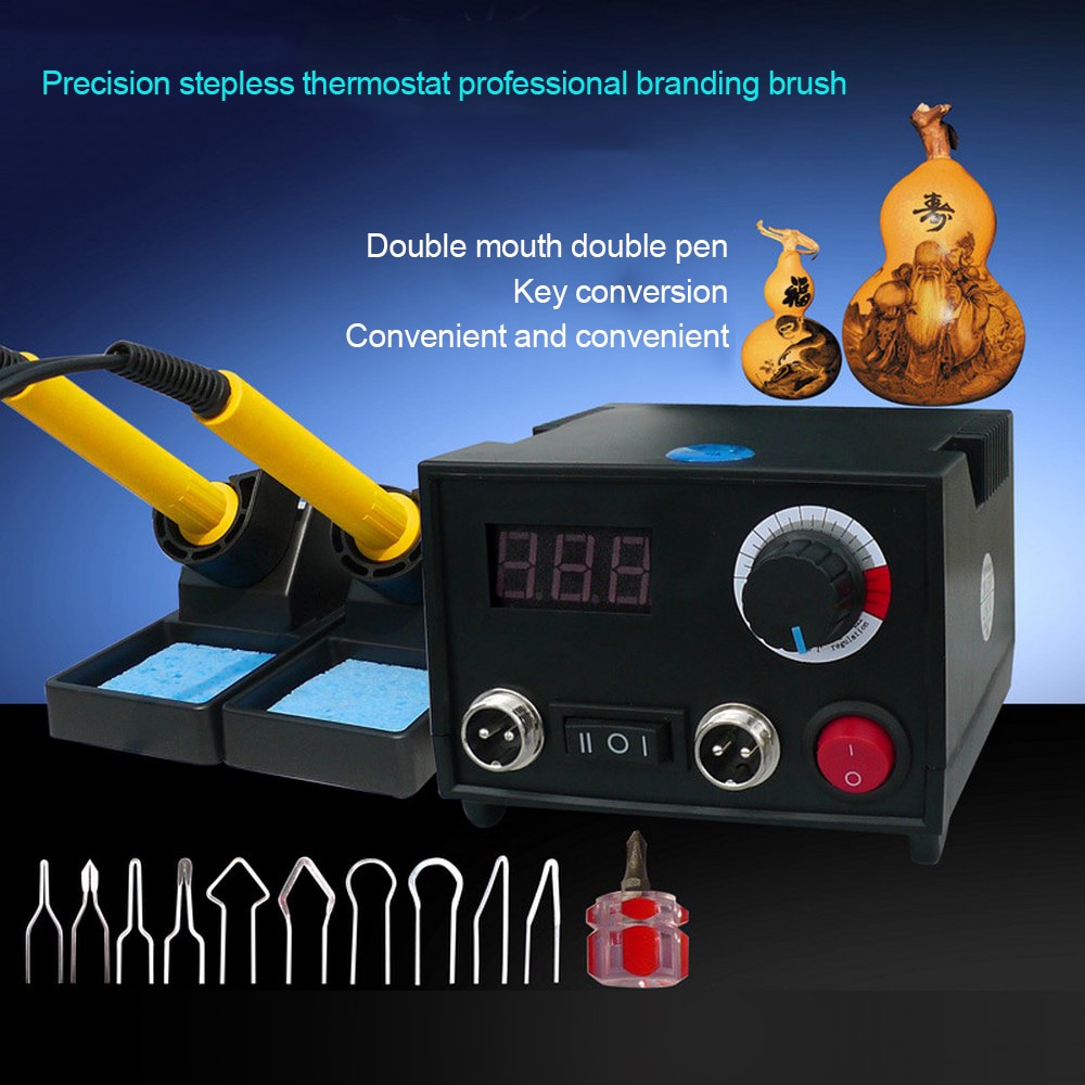 Electric Soldering Iron 110V/220V Adjustable Temperature Wood Burner Pyrography Pen Burning Machine Gourd Crafts Tool Set