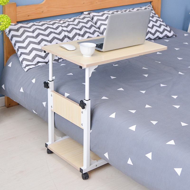 JOYLOVE Computer Table Adjustable Portable Laptop Desk Rotate Laptop Bed Table Can Be Lifted Standing Desk With Storage Shelf: Basic White