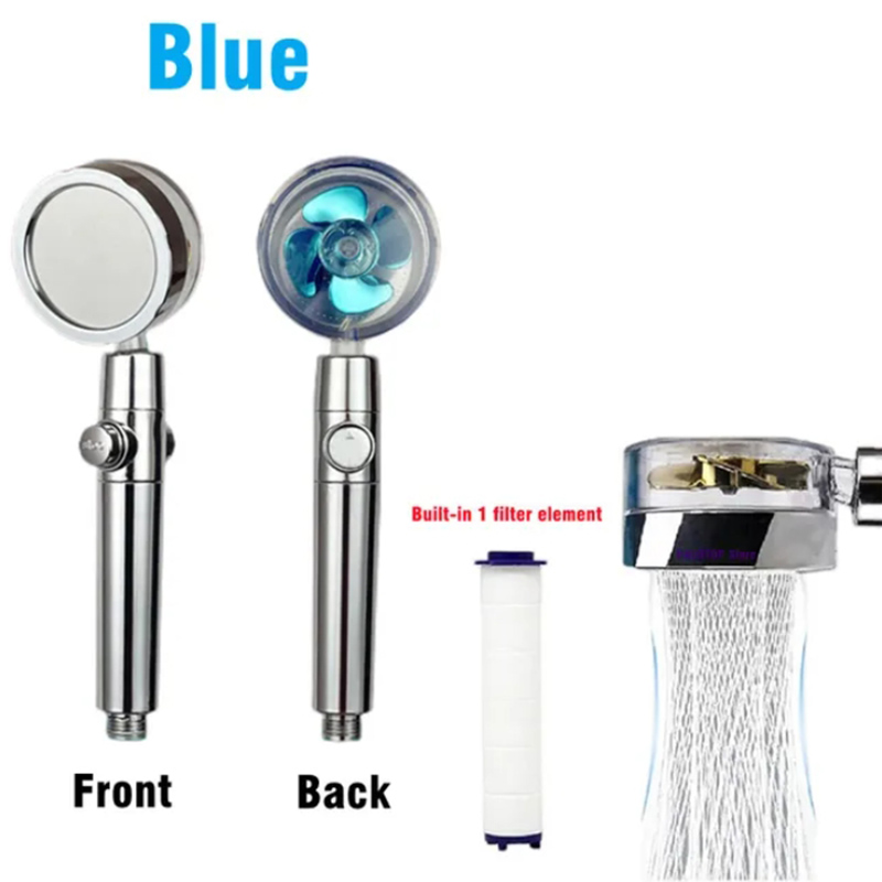 Pommeau de douche avec ventilateur Turbo, Rotation à 360 degrés, haute pression, économie d'eau, Spray réglable, filtres, accessoires de salle de bains: YELLOW