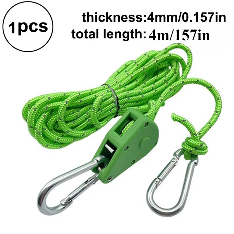 4M 6Pc Reflecterende Camping Tent Wind Touw Vastbinden Spanner Bevestiging Katrol Ratel Luifel Touw Gesp Touw tent Accessoire: Bruin