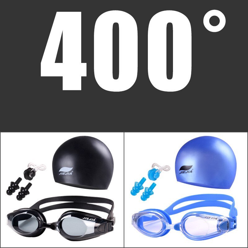 Waterproof and anti-fog swimming glasses, myopia goggles, uv goggles, adjustable silicone goggles, silicone swimmin: MYOPIA -400