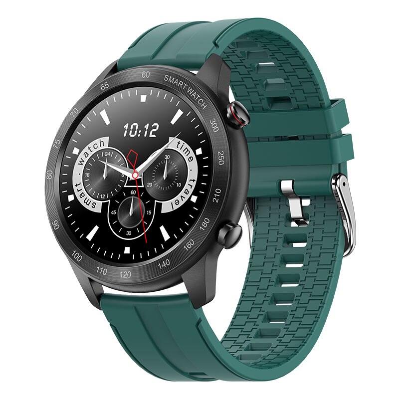 Cobrafly  mx5 smartwatch mit 1.3 -zoll-runddisplay, bluetooth-anruffunktion, wasserdicht  ip68 lange standby-zeit, herzfrequenz- und blutsauerstoffmessung: Schwarzes grünes silikon