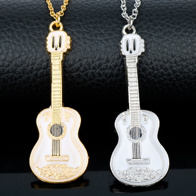 Collier chaîne avec pendentif guitare pour hommes et femmes, bijoux à la