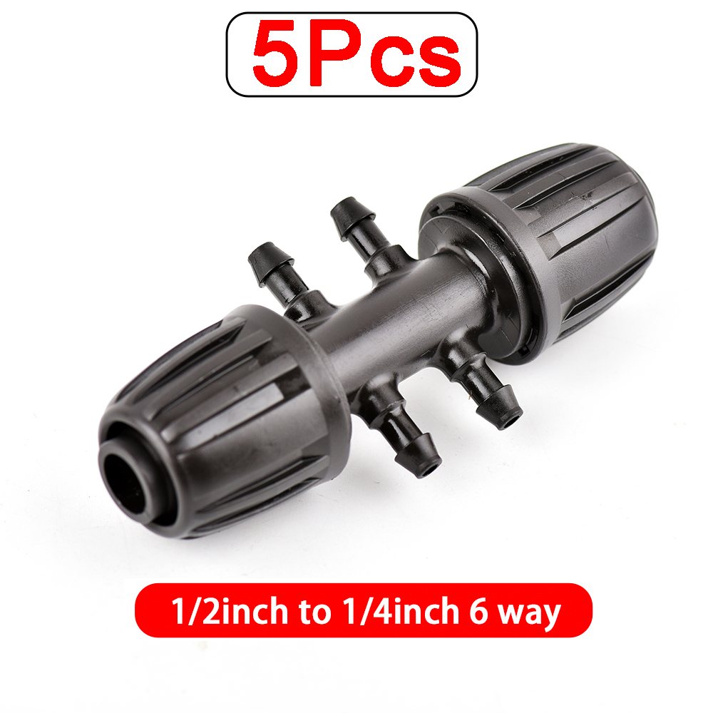 5 sztuk 16mm 1/2 ''złącze rurowe PE rozdzielacz trójnik złączka gwintowana blokada do węża 4/7mm podlewanie ogrodu nawadnianie kroplowe: YELLOW