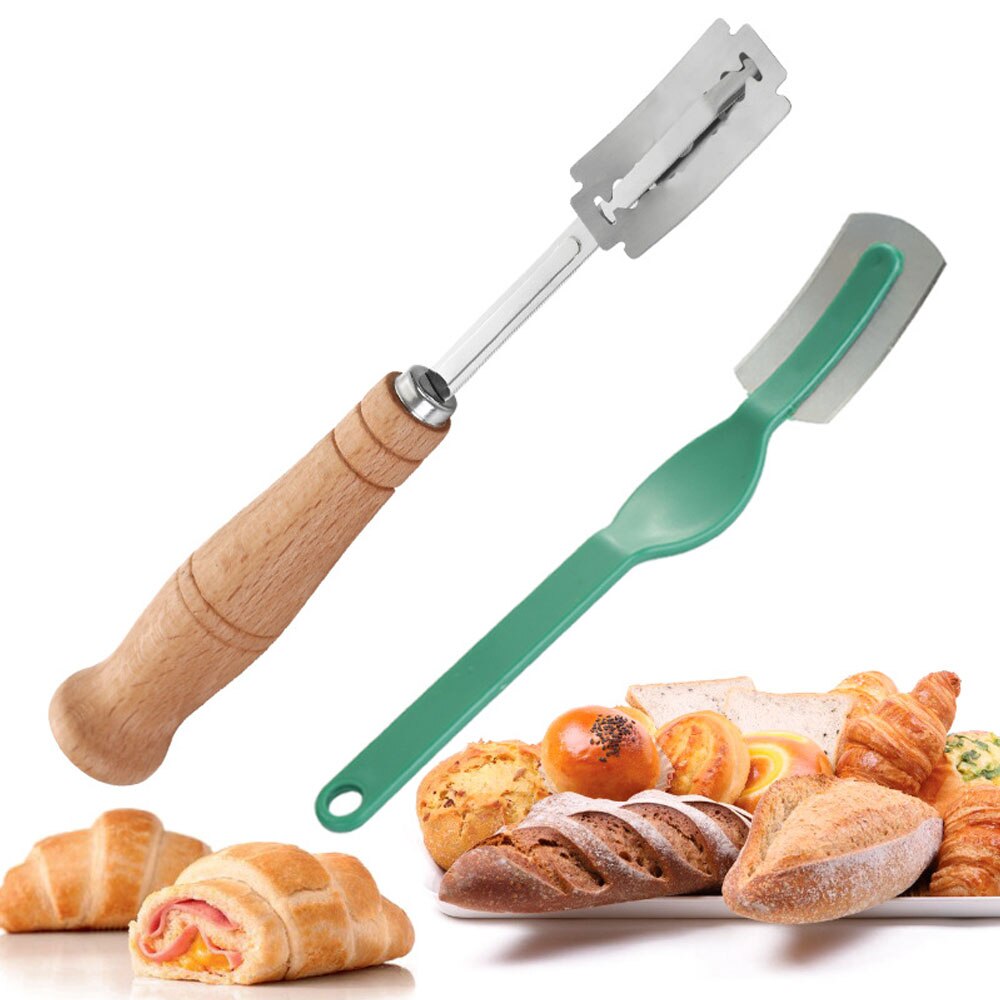 Bread Lame Dough Scoring Knife Dough Making Slasher Tool Breads Cutting Scraper Baking Knife Cutter with Blades Arc Curved Knife
