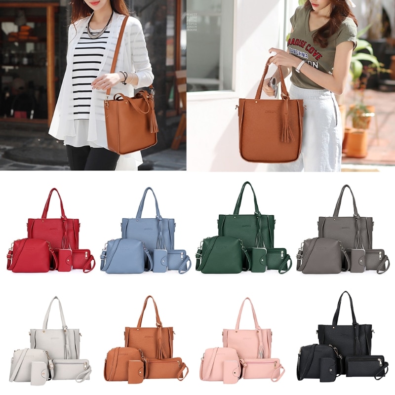 4 Pcs Vrouwen Mode Handtas Schoudertassen Lady Casual Reizen Crossbody Messenger Satchel Set Vrouwelijke Grote Capaciteit Shopping Tote