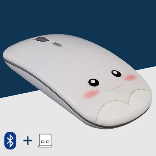 Draadloze Bluetooth Muis 5.0 Usb Optical Computer Mini Slanke Muis 1600Dpi Voor Computer Xiaomi Huawei Lenovo Ipad Pc Accessoires: White