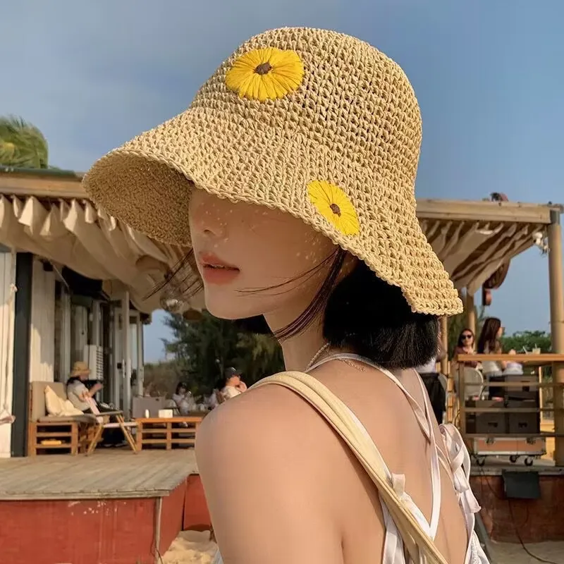 Straw Hat for Women Handmade Summer Hat Beach Travel Outdoor Summer Sun Hat Perfect for Panama Cap