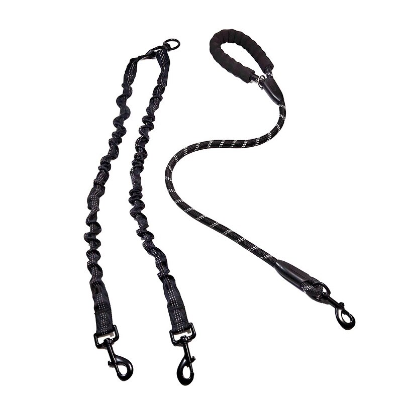 Reflecterende Twee Honden Leash Verstelbare 1 Leash Voor 2 Honden Dubbele Trekkabel Schuim Handvat Hond Lood Voor Medium grote Grote Honden: Default Title