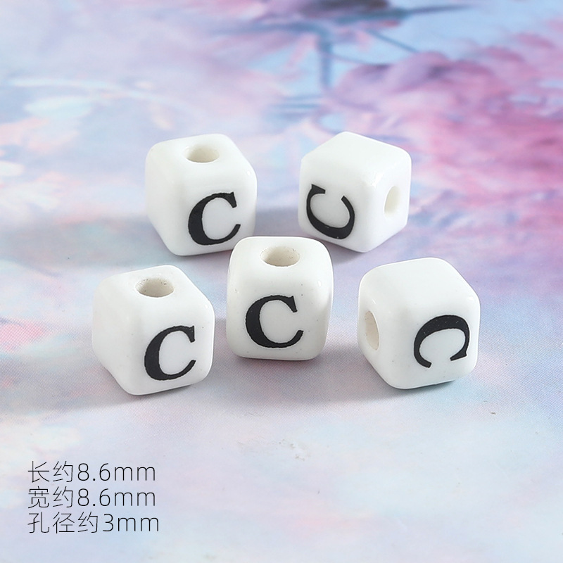 8mm Keramik Buchstabenperlen Diy Schmuck Armbänder Handgefertigtes Accessoire 5/10 Stück: verrotten / 2MM