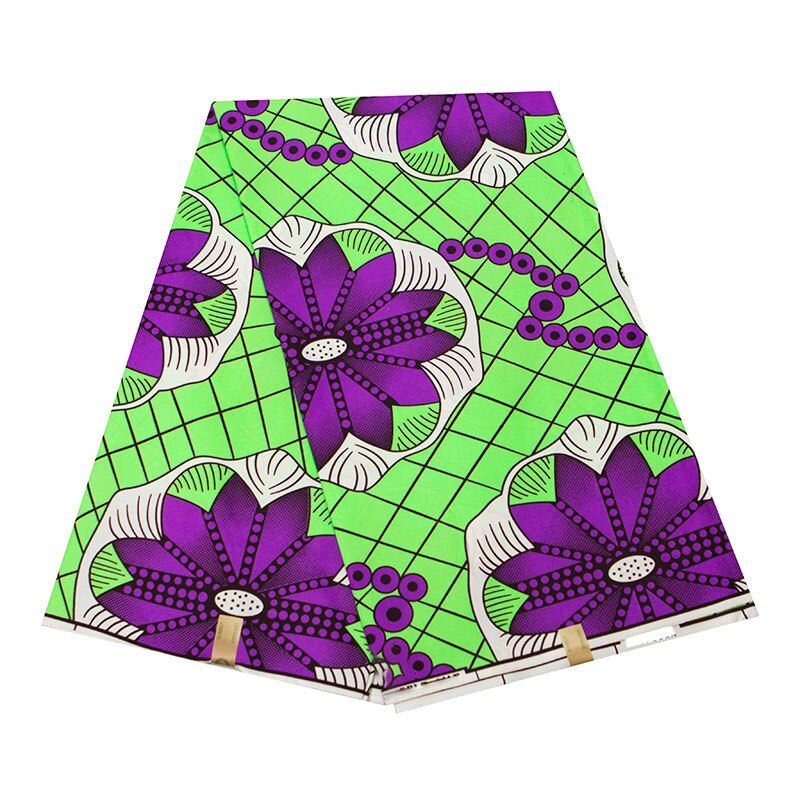 Pagne africain en cire de Polyester de , tissu imprimé coloré Ankara vert pour femmes: 3 mètres