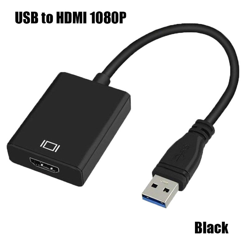 USB2 0 / 3.0 to HDMI &amp; VGA Supports Audio Output USB to HDMI 1080P Computer Host to TV For PC Laptop HDTV Monitor Projector: USB2HDMI Black