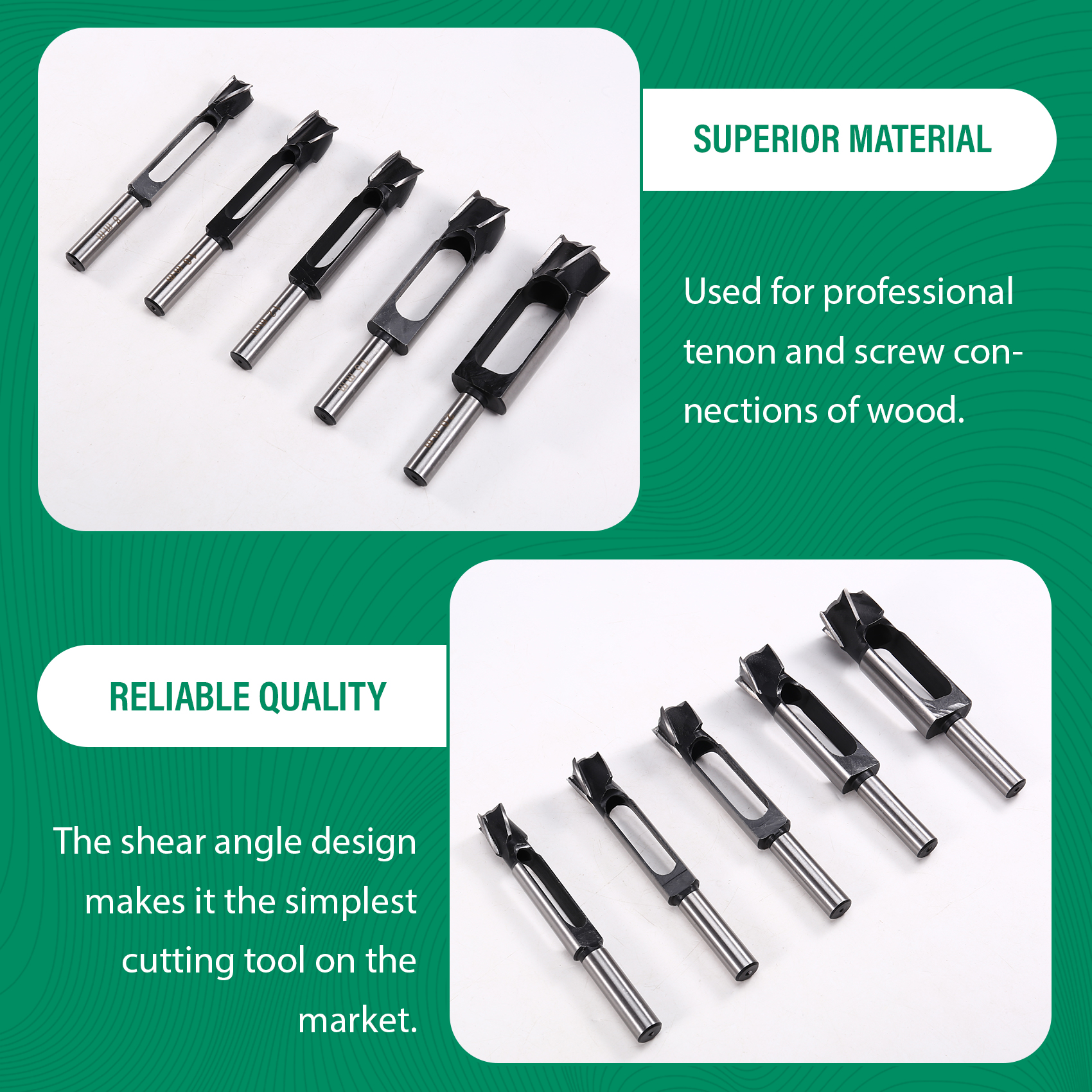 BSEVB-conjunto de 5 brocas de espiga para madeira, aço de alta velocidade, cortador de barra redonda de 8-20 mm para trabalhar madeira: Default Title