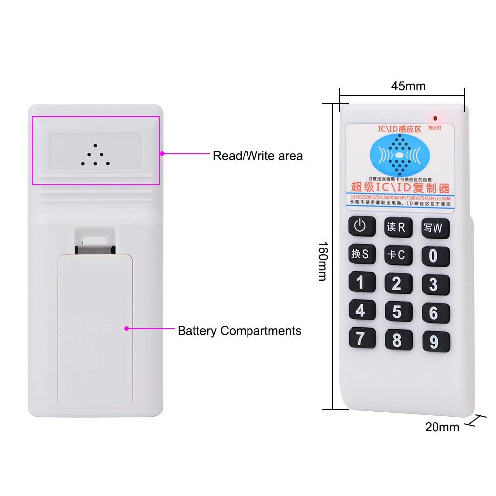 Handheld 125 KHz/13.56 MHz RFID Copier Duplicator Card Reader Writer ID IC T5577 UID Wriable Keyfob NFC Programmeur herschrijfbare