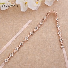 Sesthfar pearls bröllopsbälte strass brudbälte roséguld kristall bröllopsbälte för brudtärna klänning
