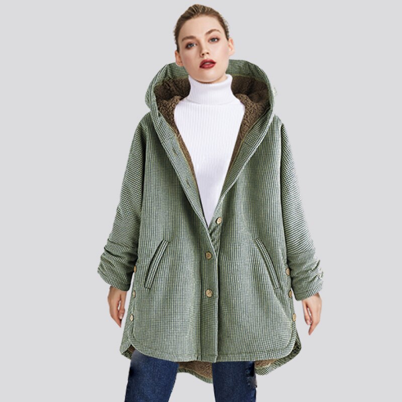femmes hiver manteau treillis polaire maternité à capuche femme enceinte longue laine manteau avec poche femmes Outwear 3XL
