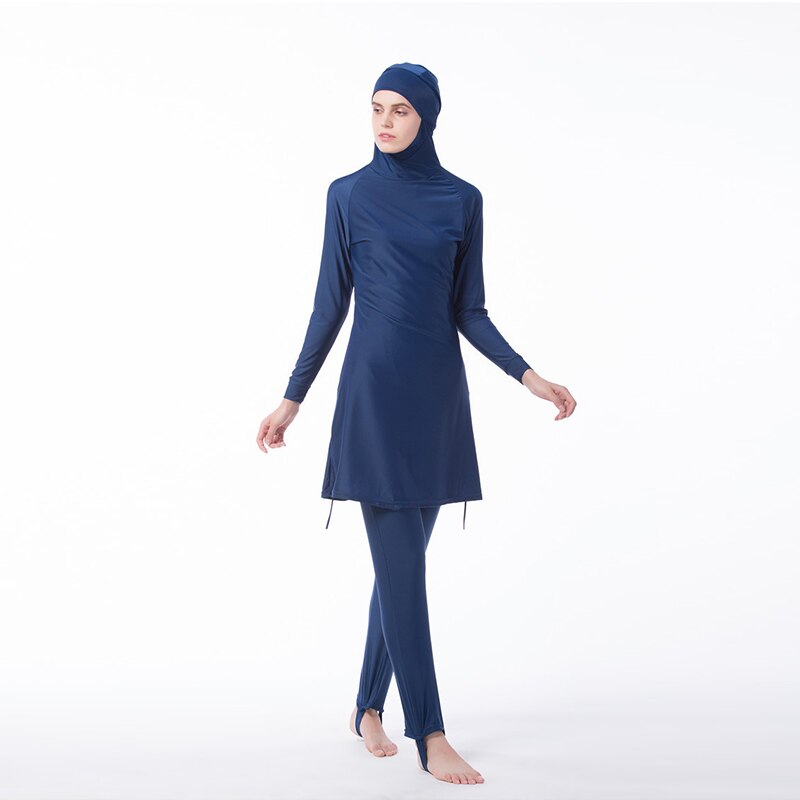 Manoswe Nahen Osten Islamischen Muslimischen bademode Traditionellen Hijab Volle Abdeckung Kostüm fest Farbe Burkinis Badeanzug Für Dame: Blau / XL