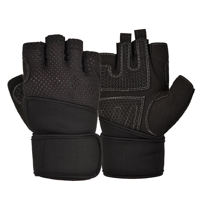Heavyweight Sports Exercise Weight Lifting Gloves Gym Gloves Body Building Training Sport Fitness Gloves for Fiting Cycling: Black / L