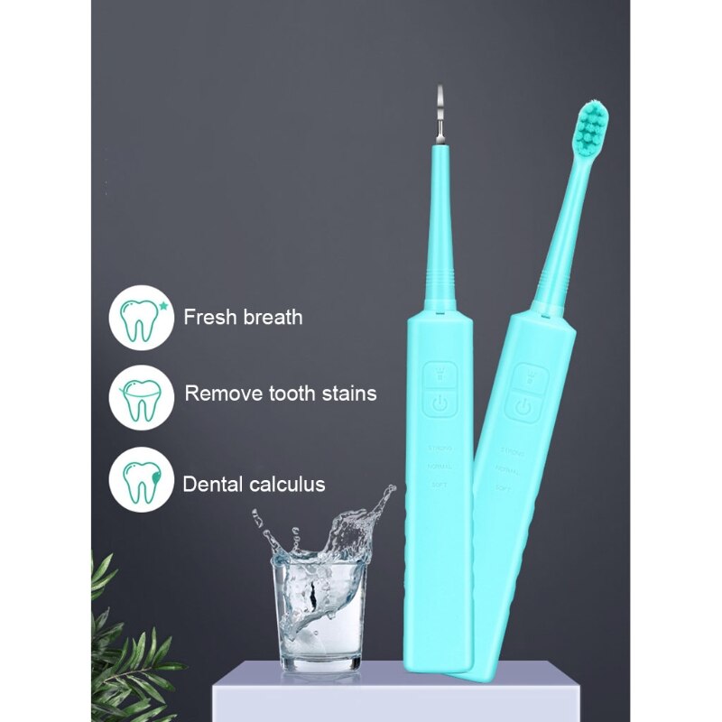Dental Calculus Remover with 3 Replaceable Clean Heads Tartar Scraper for Teeth 3 Cleaning nodes Electric