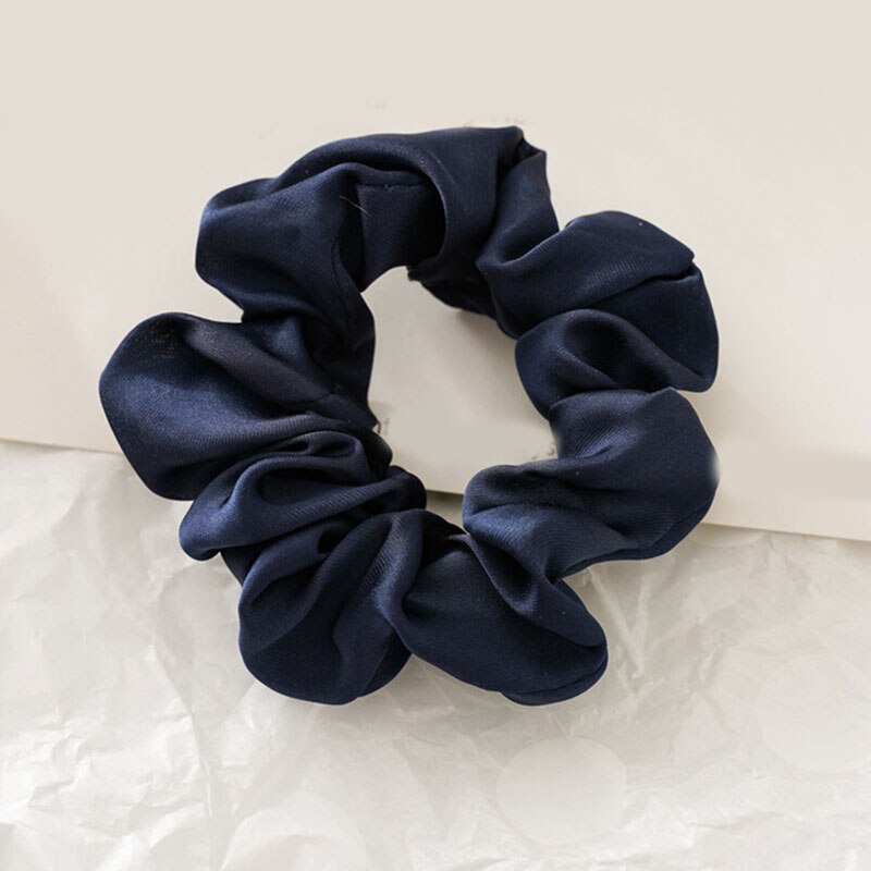 Noir blanc Fine pas cher velours élastique bandes de cheveux Scrunchy cheveux corde pour femmes filles cheveux toilettage accessoires gros bijoux: Marine Bleu