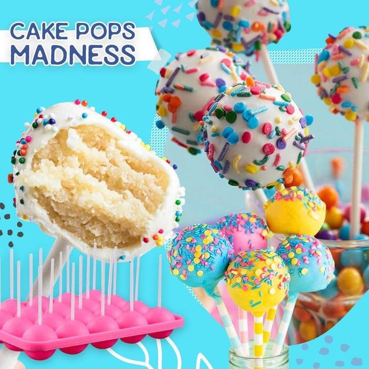 Pro Cake Pops Mold 20 Grids Big Size Silicone Ice Cream Mold Popsicle Molds Ice Tray Fruit Ice Moulds Round Shape Pink