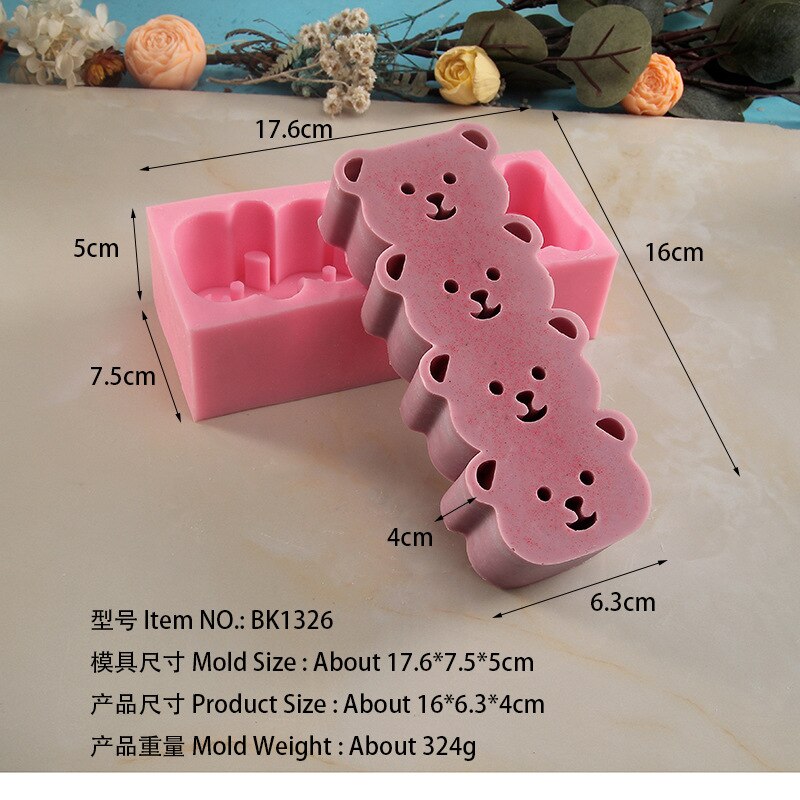 Grote Dier Kaars Siliconen Kaars 4 Zelfs Beer Hoofd Kikker Aromatherapie Kaars Gips Proces Epoxyhars Mal Vorm Voor Kaarsen: B