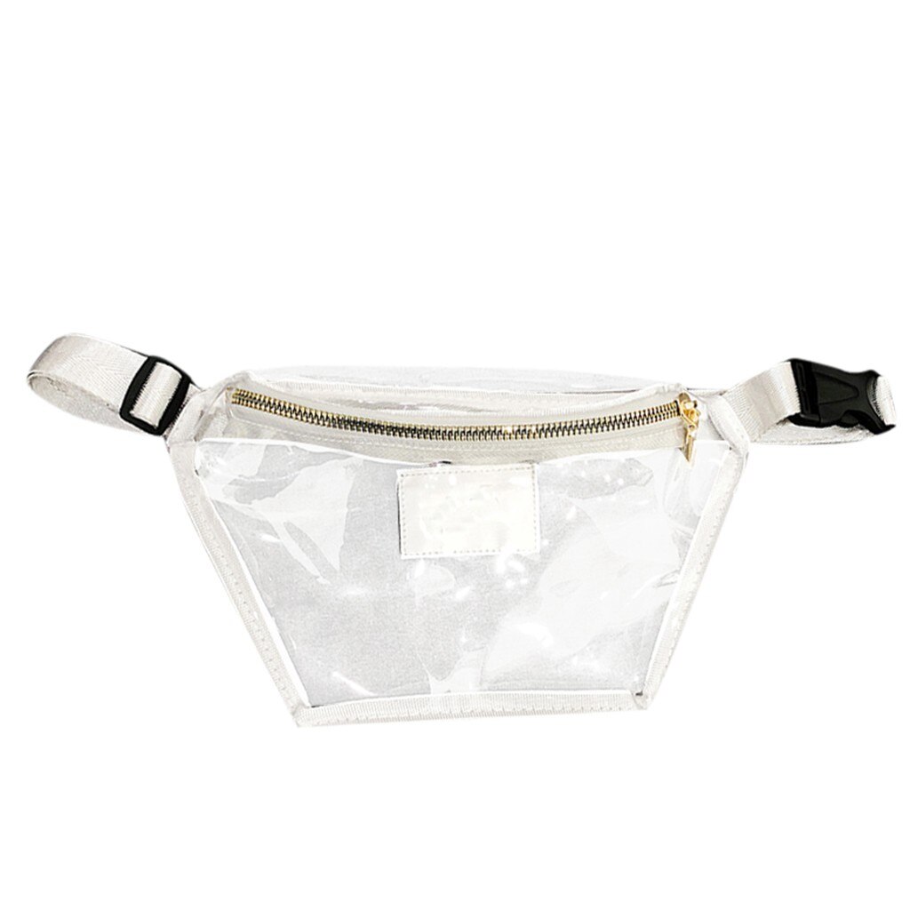 Fanny pack dame sommer midjeveske trend gjennomsiktig geléskinn multifunksjonell belteveske сумка на пояс женская: Hvit