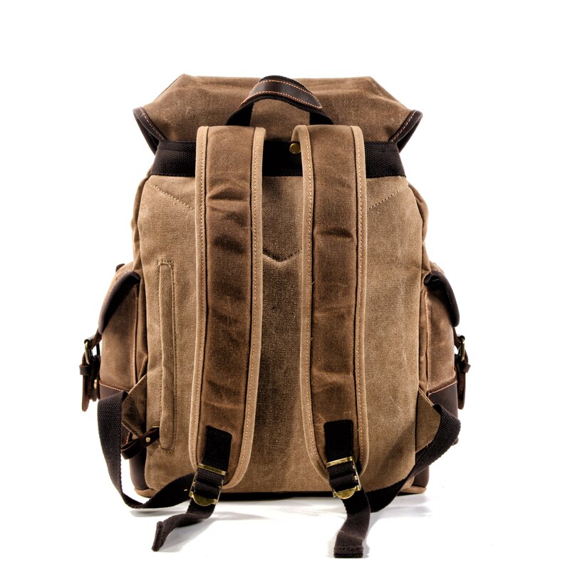 Muchuan Katoen Olie Wax Canvas Rugzak Heren Grote Capaciteit Vintage Waterdichte Rugzak 15 "Laptops Daypacks Klinknagels Boekentas