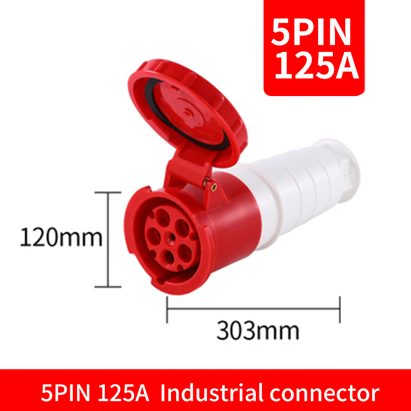 Waterproof Industrial Plug3 Pole 4 Pole 5 Pin dustproof socket IP67 Male and Female 63a 125a Mounted industrial socket 380V 415V