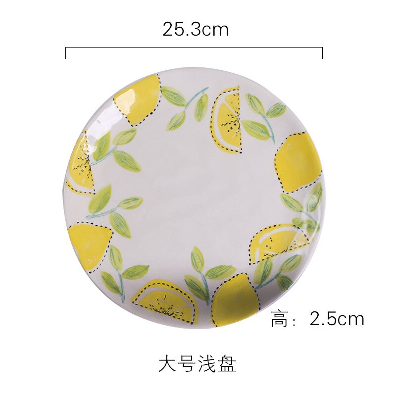 Citron glasur farve tallerken keramisk service rundt fad japansk husholdning rund rektangulær morgenmad kage frugt salat pasta: Grå