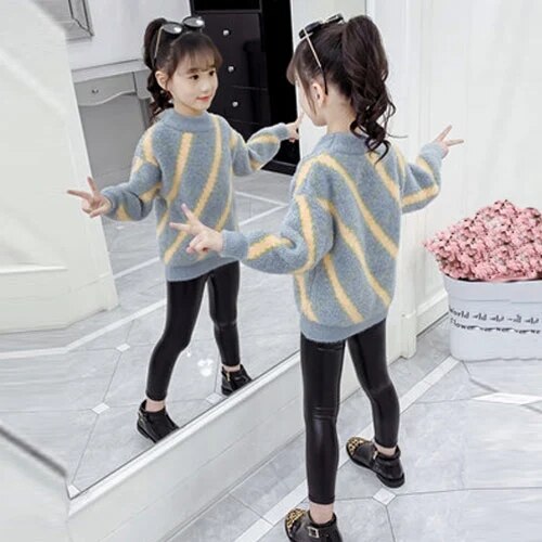 Maglione per ragazze New Fashion abbigliamento autunno e inverno per bambini camicia in velluto di visone per bambina
