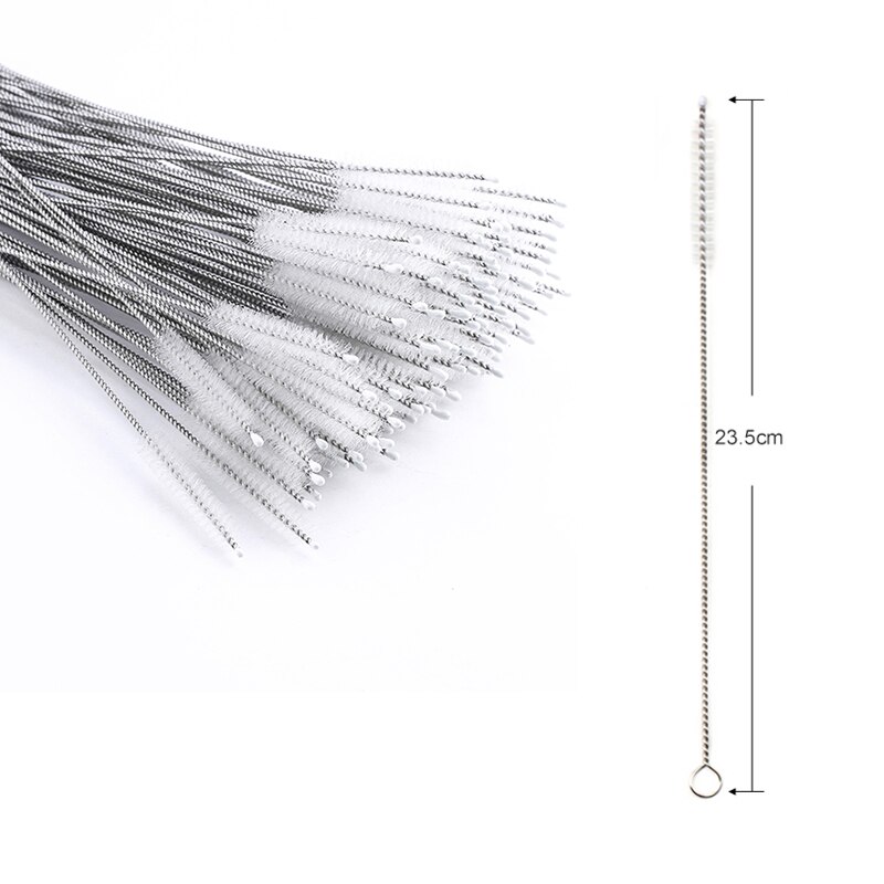 Cepillos de pajita de acero inoxidable para accesorios de bar, accesorios para pajitas de acero inoxidable de 6mm y 12mm de diámetro, 23cm, 50/100 unids/lote