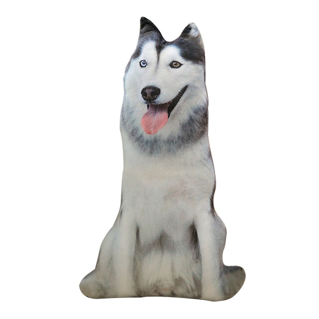 Almohada con estampado de perro en 3D, bonita cabeza de perro, Animal realista, divertida cabeza de perro, Cosplay, juguete favorito para niños, cojín para el hogar: B