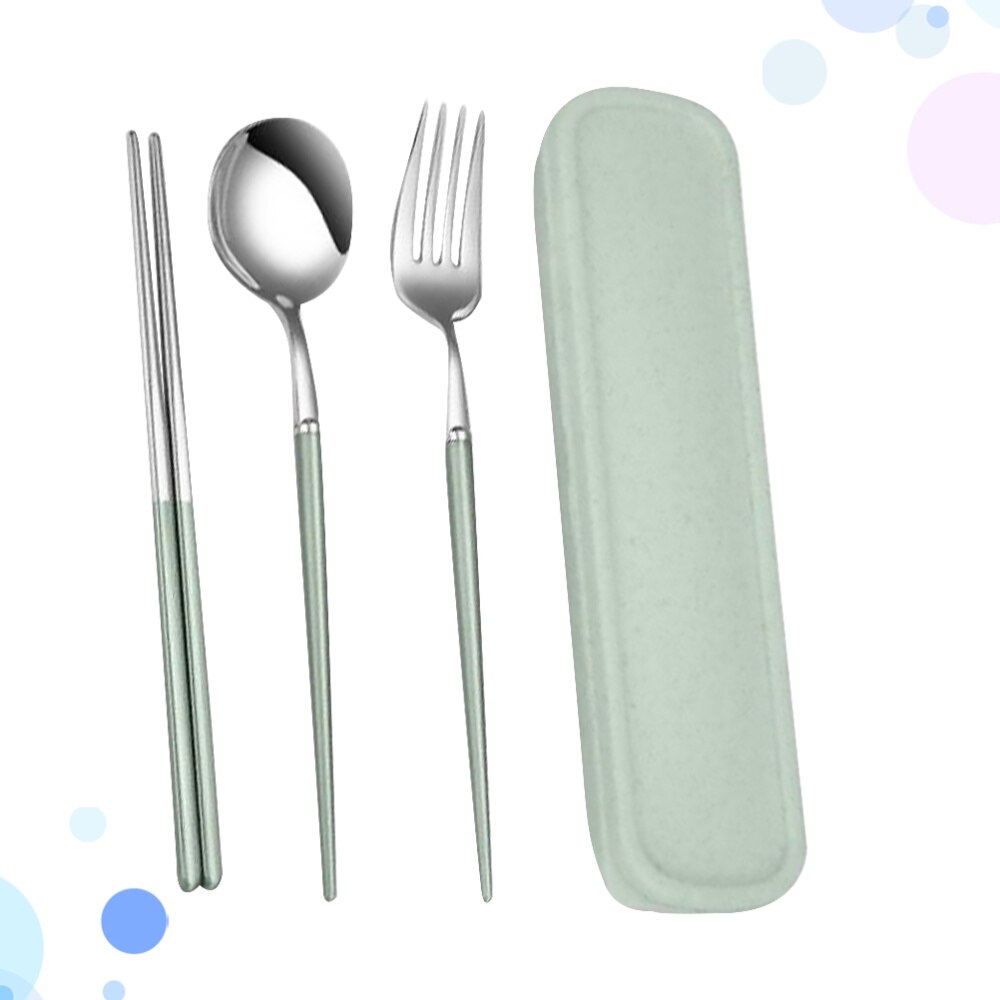 Flatware Set Portable Durable Stainless Steel Silverware Set Reusable Utensils for Camping Travel Picnic: Green 1