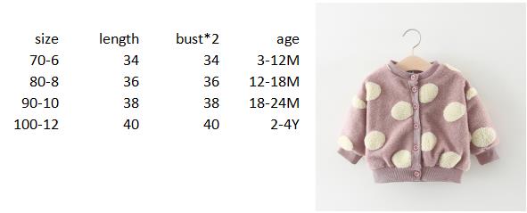 Winter Toddler Baby Girl Coats Outerwear Warm Long Sleeve Sweet Dot Print Costume