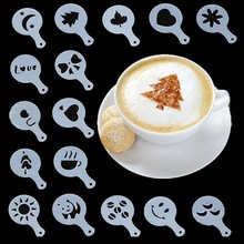 16 stk / sæt kaffe barista cappuccino skabelon strew pad støv spray spray skimmel kaffe mælk kage cupcake stencil skabelon skimmel værktøj